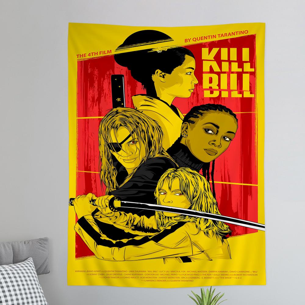 Classic Movie KKill BBill Anime Tapestry Hanging Tarot Hippie Wall Rugs Dorm Wall Hanging Sheets