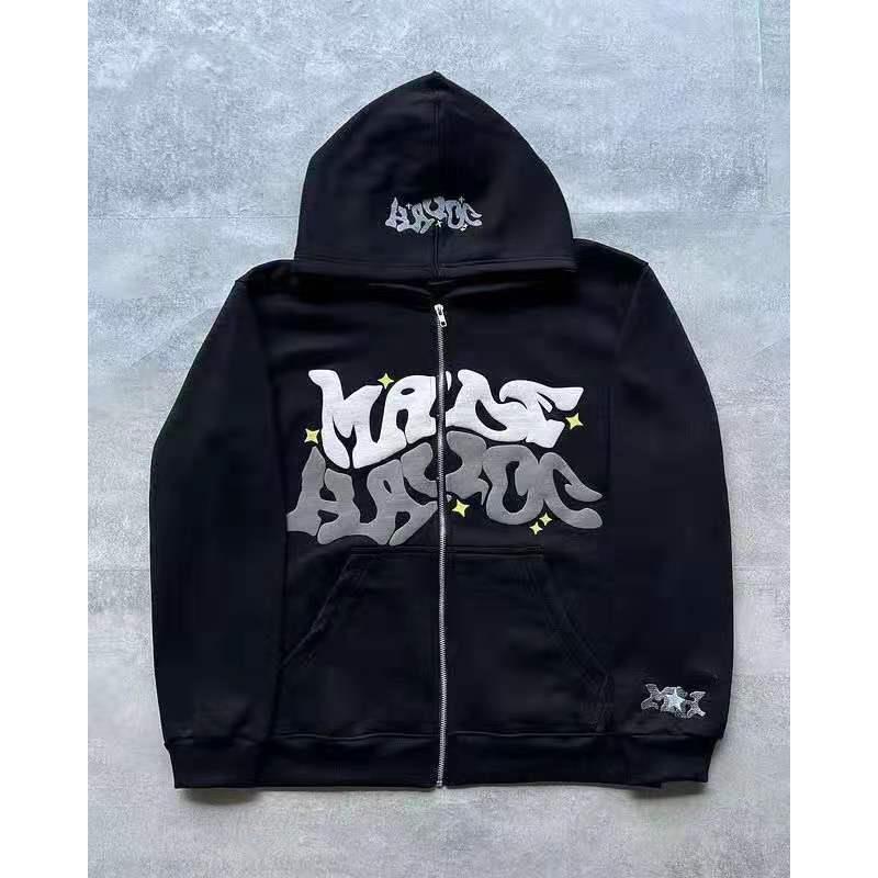 2025 Y2K Gothic Punk Hip Hop Digital Print Zipper Hoodie