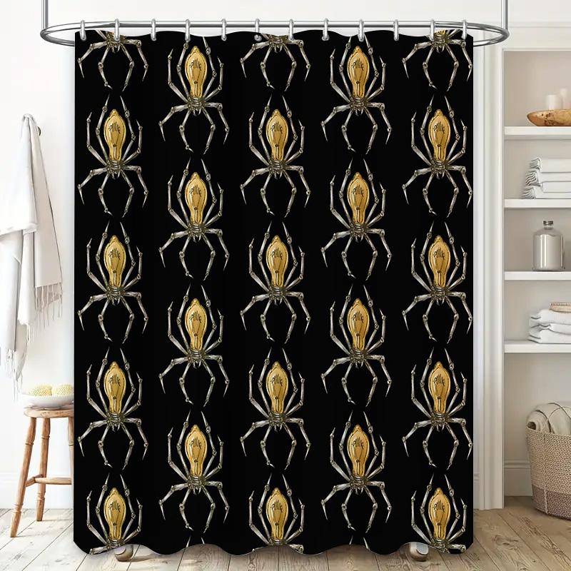 Bathroom Shower Curtain Set Waterproof Vintage Spiderweb Halloween Gothic Horror Decor Dark Room Divider Fabric
