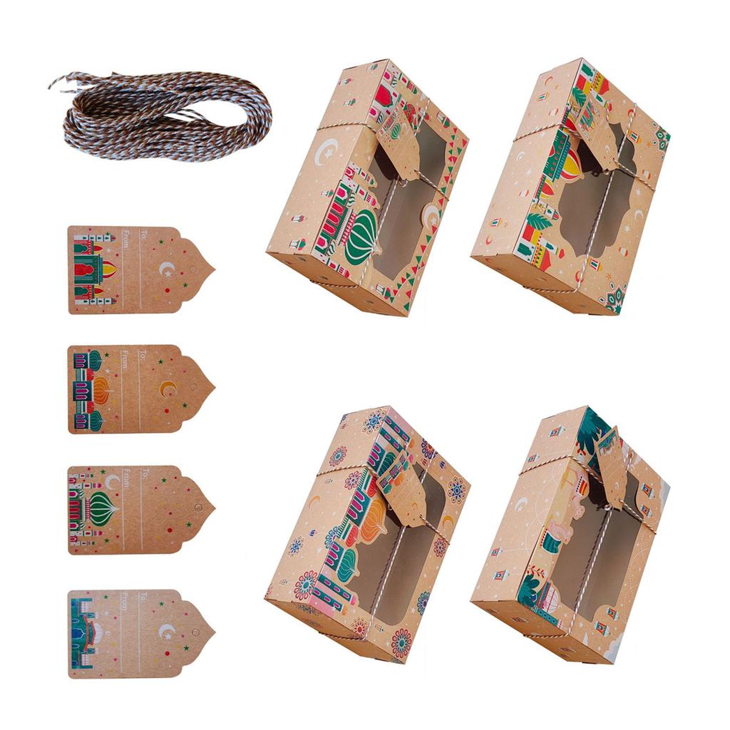 Pack of 8 Chocolate Candy Boxes Eid Mubarak Decorative Paper Boxes for Muslims Holiday Gifts Ramadans Decoration
