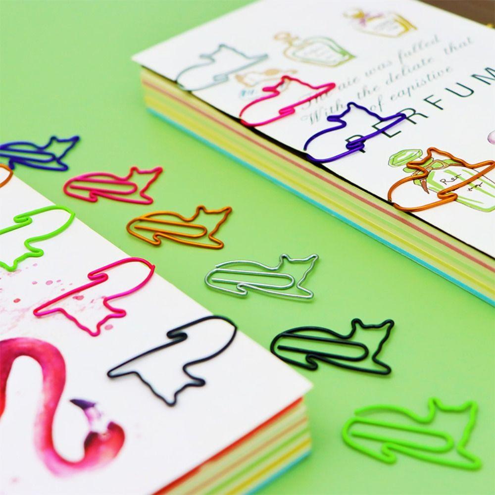 20/30PCS Animal Bookmark Metal Paper Clamps Paper Decorative Cat Shaped Paper Clips  Office/School
