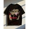 Men's Fashion T-Shirt, Retro Japanese Grunge Anime Girl Black Casual Tee - Harajuku Style Cotton Short Sleeve