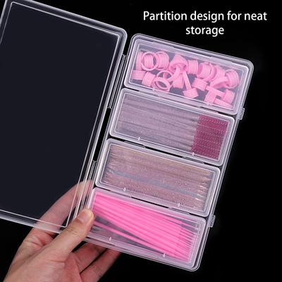 1 Stück Transparente Einzelne 4-Fächer-Aufbewahrung für Wimpernverlängerungswerkzeuge, Klebehalter, Pinzettenhalter, Make-up-Organizer, Transparente Acrylbox