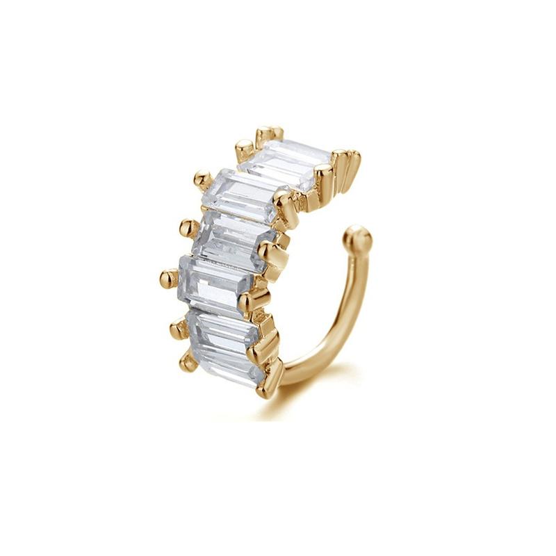1Pc Irregular Square Zircon Ear Clip Earrings for Women Girl Geometry Ear Cuff Party Fashion Gold Silver Color Jewelry Gifts