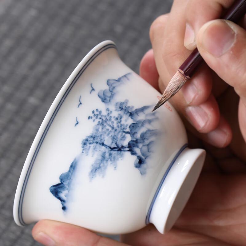 MULTIPOTENT Hand-Painted Landscape Thin Porcelain Gaiwan