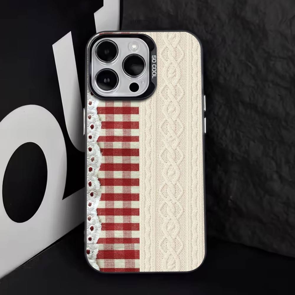 Style grille d'assemblage   Coque de téléphone pour iPhone 17,16,15,14,13,12,11 Plus,Pro Max,XS,Argent Coloré Plaqué Intérieur