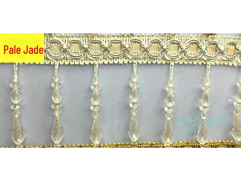 Europeisk tofsfrans med kristallpärlor för gardindekoration