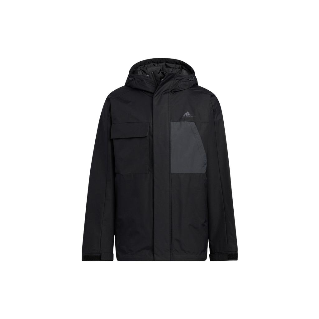 Adidas Down Jackets Men's Black Hooded Moderate Parka Down Jacket HN2135
