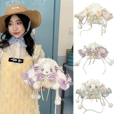 Umhängetasche im japanischen Stil für Damen, niedliche Puppen-Schultertasche für Mädchen, Hasentasche mit Schleife, Umhängetasche, süße Ausgehtasche