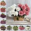 Multicolor Carnation Artificial Flower Silk Petal 9 Heads Simulation Plants Desktop Ornament Floral Arrangement
