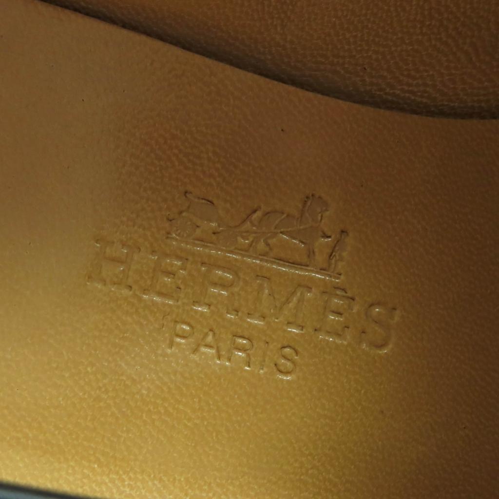 Tolle HERMES Slipper schwarzes Leder Damen 35.5 Gebraucht