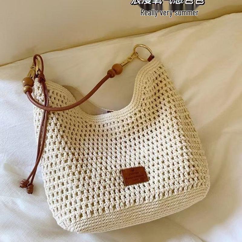 Women's Large Capacity Woven Tote Bag - Spring/Summer Vacation Style, Single Shoulder/Crossbody Straw Bag