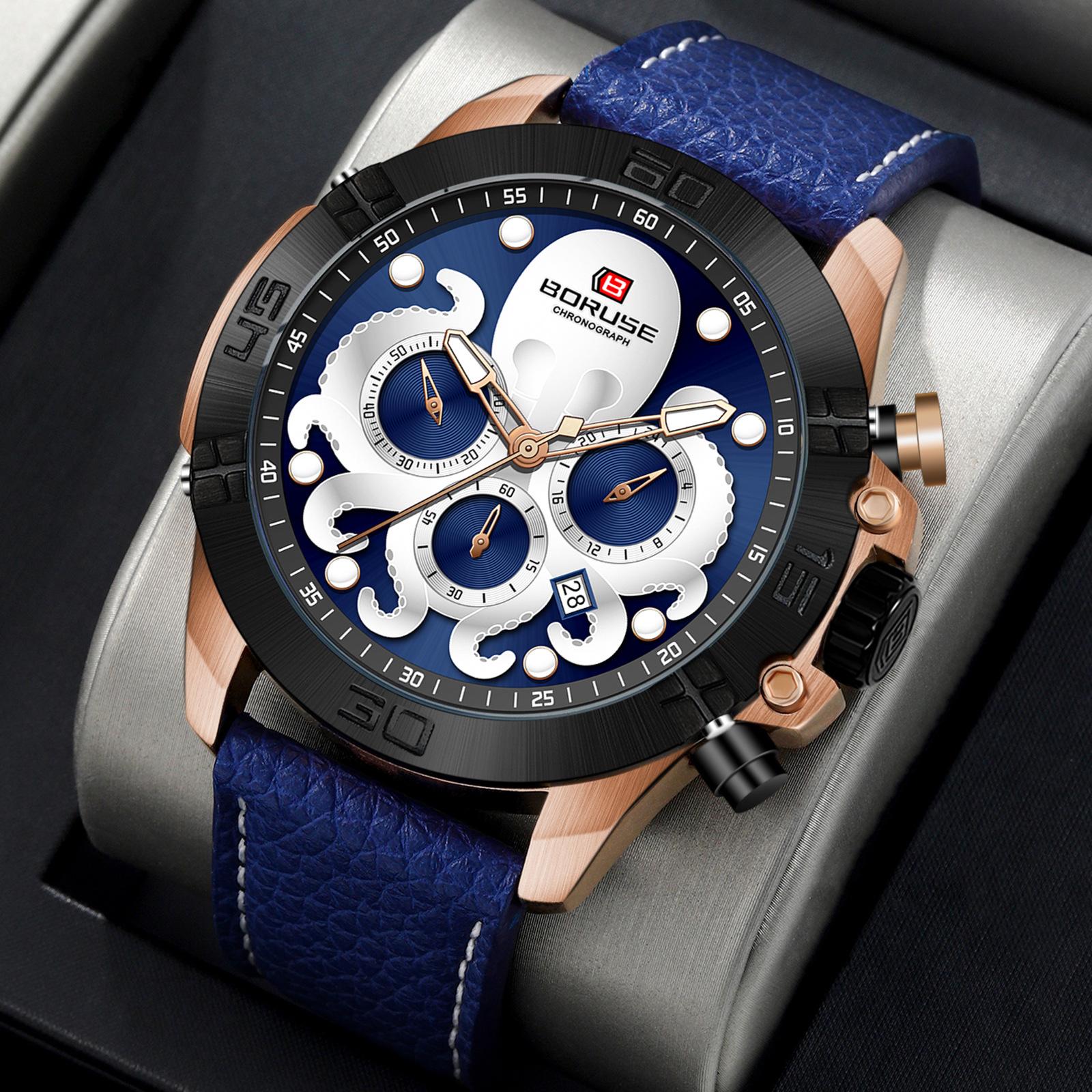 

Boruse Fashion Men S Belt Watch Fashion Waterproof Luminous Calendar Quartz Watch