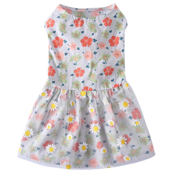Summer Floral Mesh Dog Dress - Sunflower Skirt for Pets