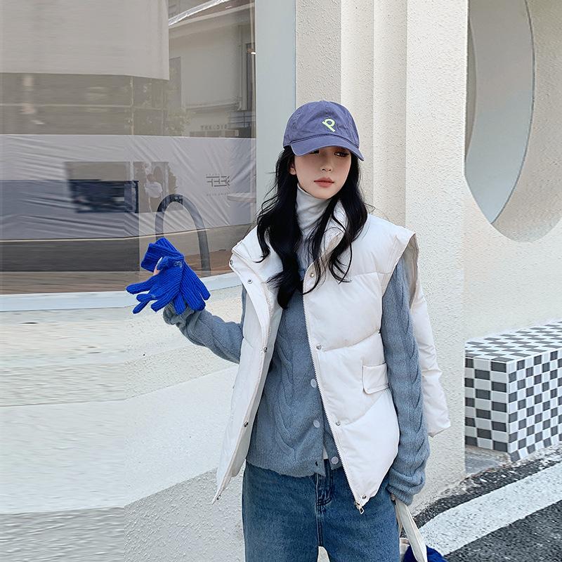 

Down cotton vest women s short thickened autumn and winter new college style loose vest 2XL