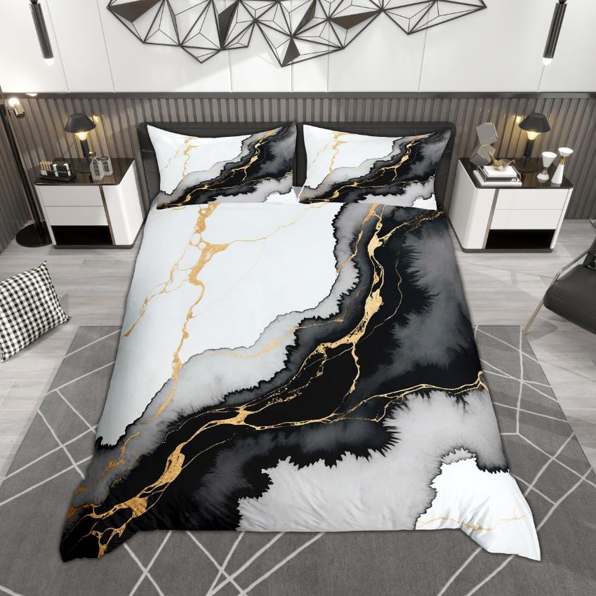 Comforter Homewish Colorful Marble Contemporary Watercolor Bedding Set Abstract Stone Pattern Set