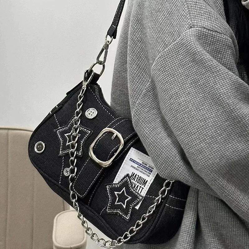 Fashion Women's Handbags Stars Pattern Cool Girls Underarm Bag Female Tote Purses Shoulder Bags