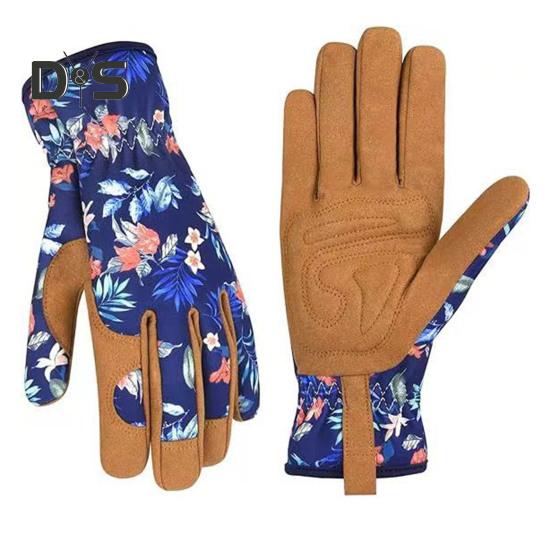 1 Pair Women Gardening Gloves Wear-resistant Thick Five Fingers Anti-slip Sweat-Absorbent Scratch Resistant No Stab Weeding Gloves Digging Planting
