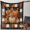 Vintage Autumn Plaid Blanket - Pumpkin Maple Leaf Print, Flannel for Sofa/Bed/Travel, Cozy Fall Decor Throw