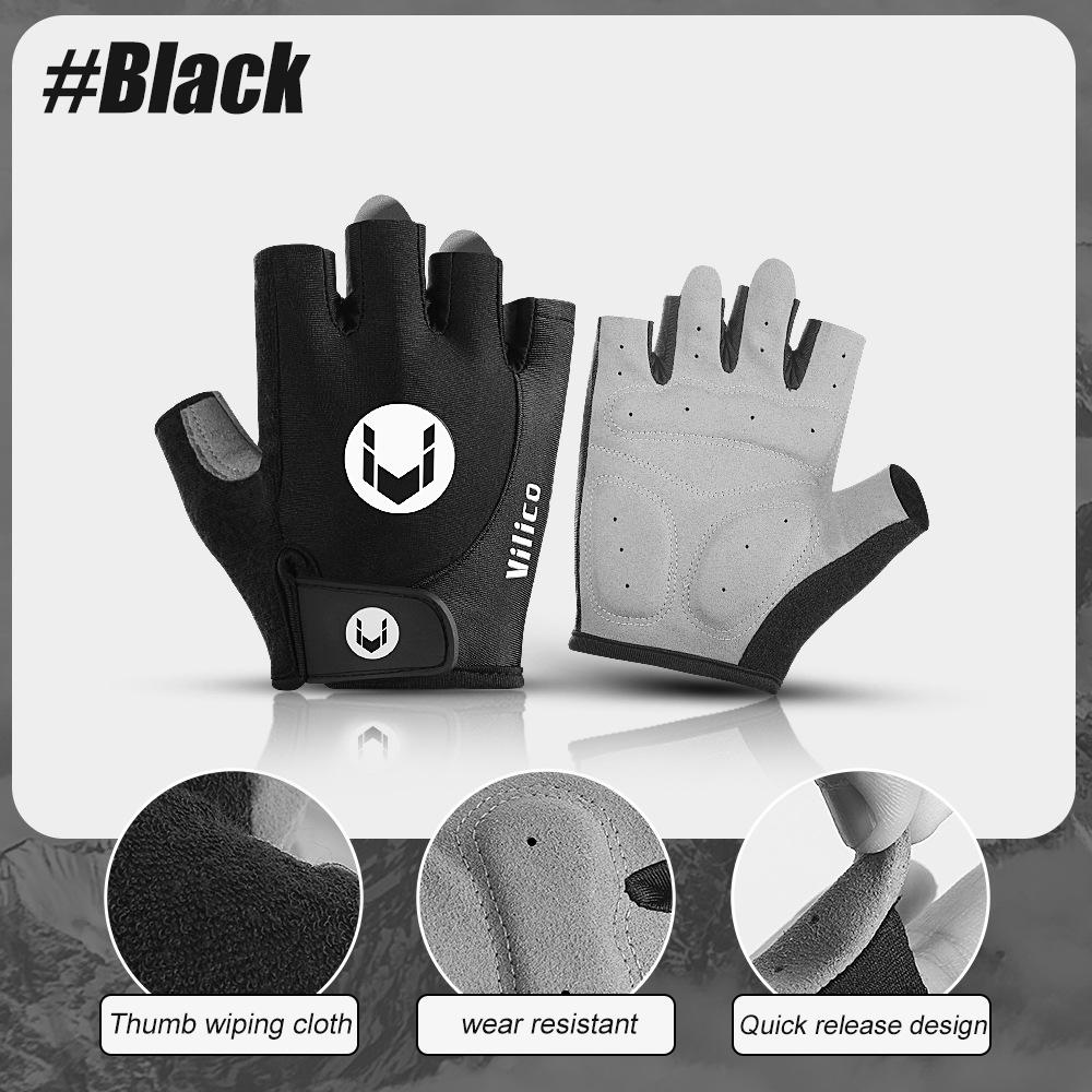 1Pair Cycling Gloves - Shock-Absorbing Anti-Slip Bike Gloves For Men Women,Breathable Half Finger Riding Gloves For Mtb Biking