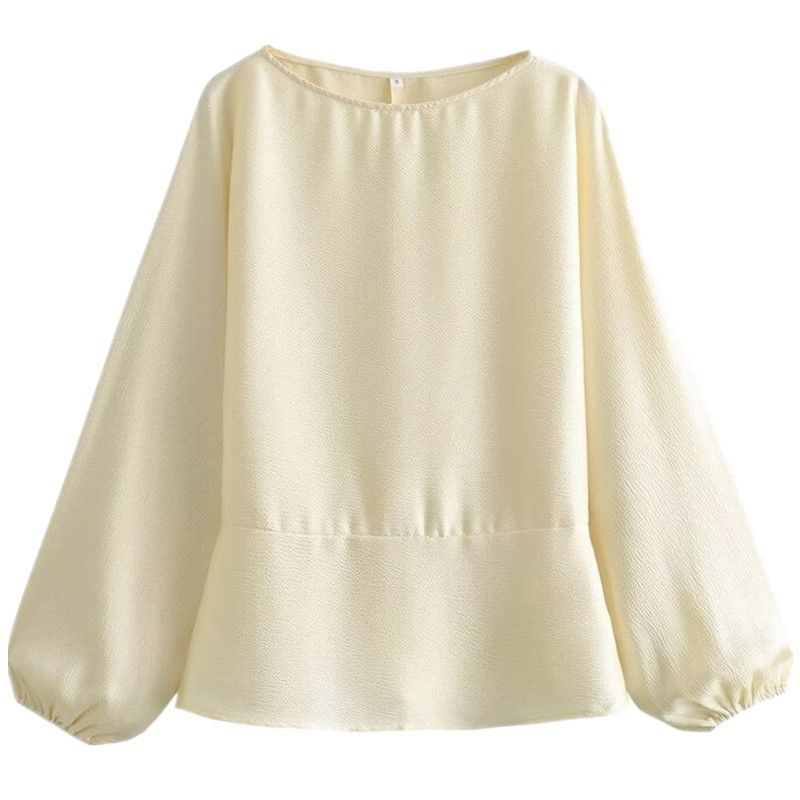 

Fashion Wind Winter New Arrival Female Stylish All-Matching Fashion Casual Micro-Pull Crepe Woven Satin Tops 1197345 Beige L