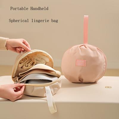 Women's Elegant Beige Underwear & Socks Organizer Pouch Durable Polyester Travel Storage Bag with Zipper Closure, Portable for Lingerie, Bras, Panties