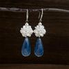 Elegant Blue Gradient Hydrangea Pearl Drop Earrings - Handmade Niche Design for Women