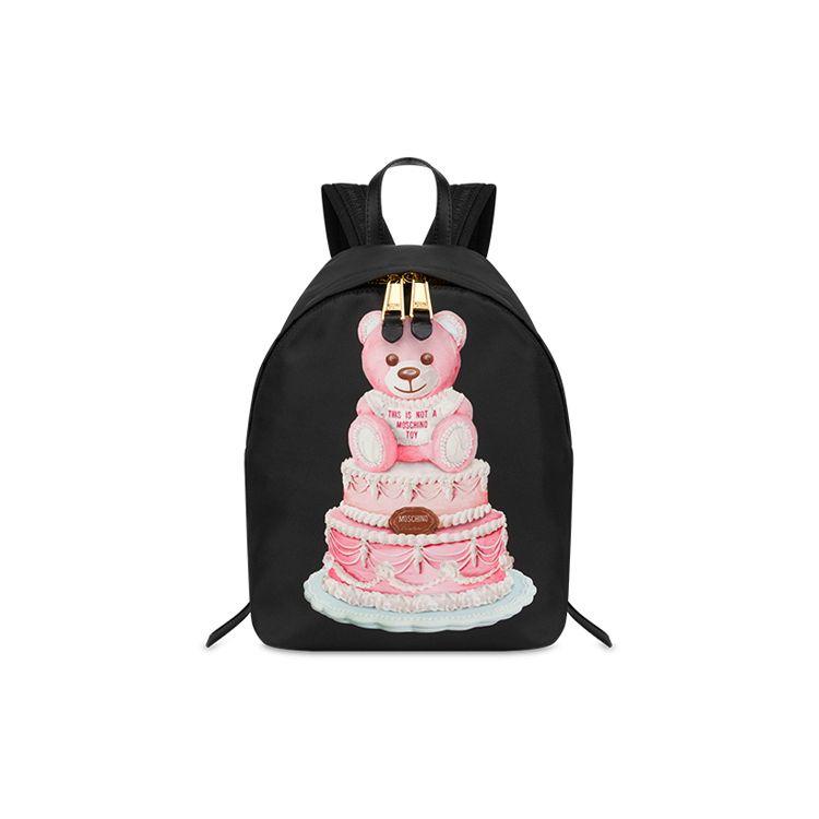 Moschino Cake Teddy Bear Print Polyester Backpack Women Backpack Black A7633821320A-1555 Basic Set BagDust Bag 35870₽