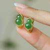 Gourd Ear Buckle Old Material Spinach Green Apple Green High-end Light Luxury Jade Earrings Jewelry