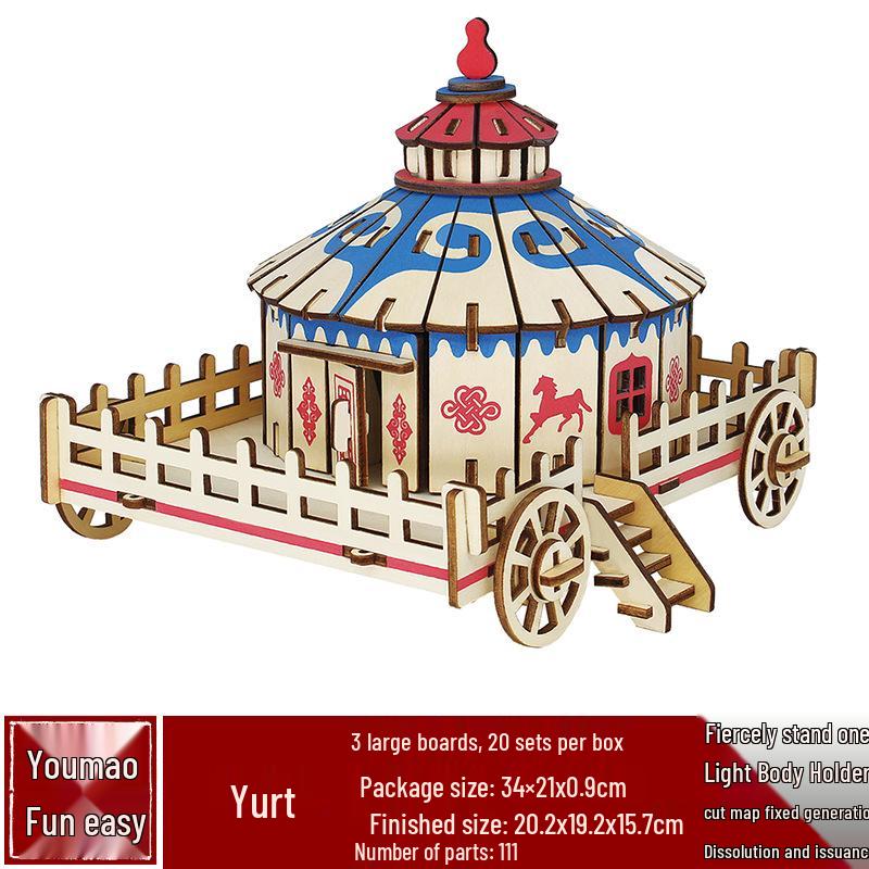 3D drevené puzzle architektonický model školská remeselná festivalová aktivita hračka