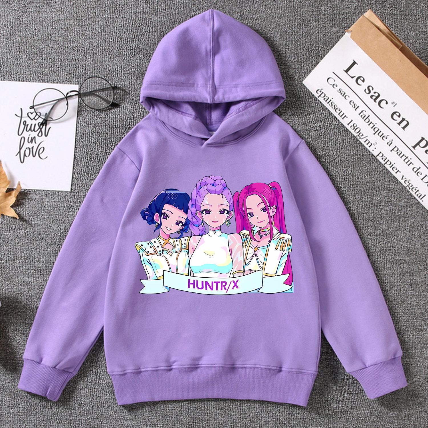 

Худі Мисливці на Демонів KPop для Дітей Каваї Мультяшний Одяг Модний Фіолетовий Худі Одяг Аніме Тонкий Світшот Топи Дитячий Подарунок 150
