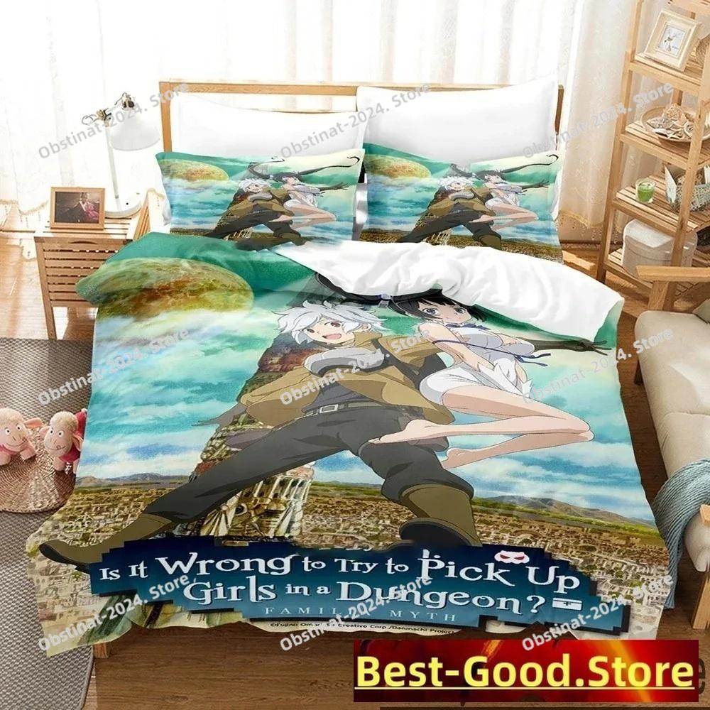 3D Print DanMachi Anime Hestia Bedding Set Duvet Cover Bed Set Quilt Cover Pillowcase Comforter king Queen Size Boys Adult