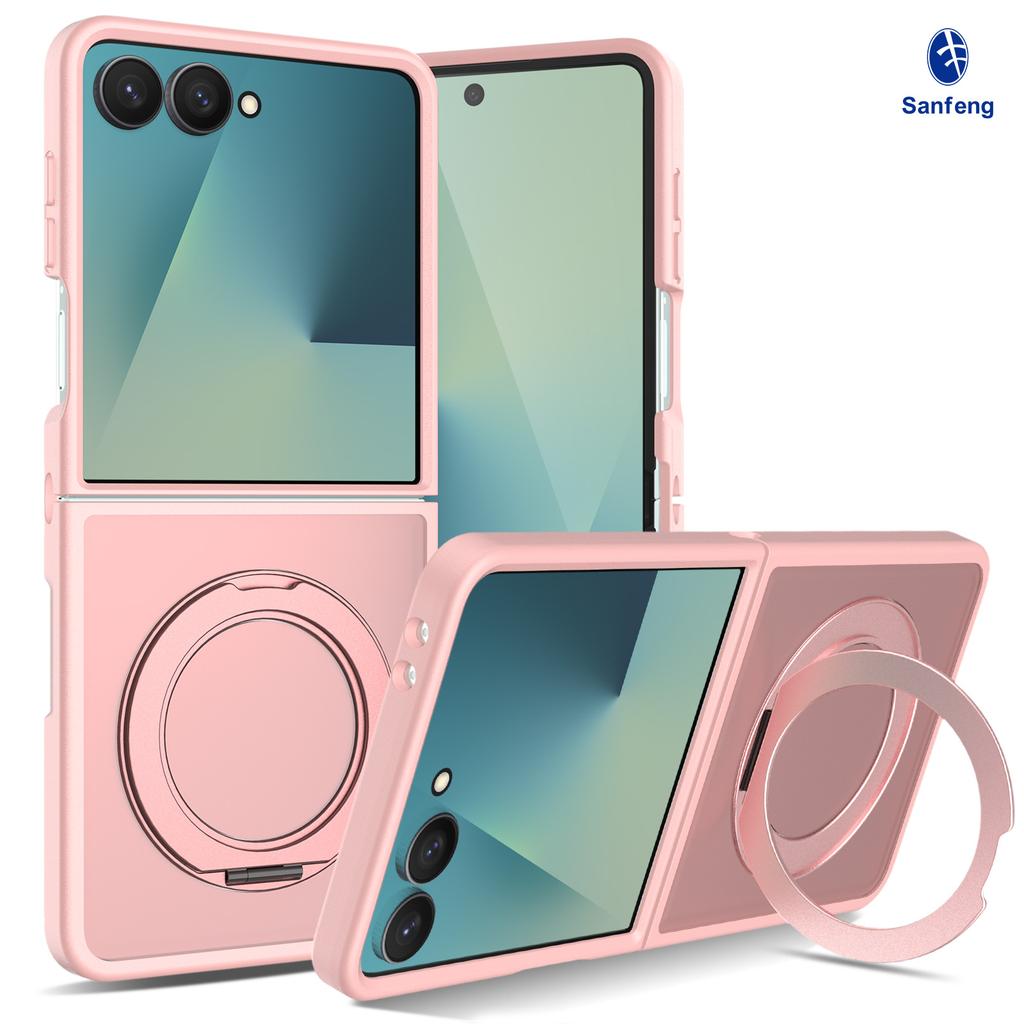 For Samsung Galaxy Z Flip 7 Magnetic Mobile Phone Case with Ring Kickstand Matte 360° Spin Stand Cover with Ring Holder New 2026