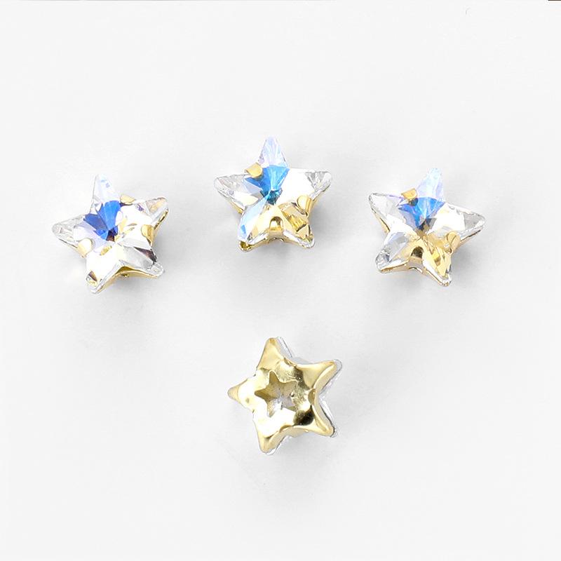 50 Pcs 10mm Star Glass Claw Drill with Hole Pentagram Hand-sewn Drill DIY Wedding Shoes and Clothing Bags Hairpin Jewelry Accessories