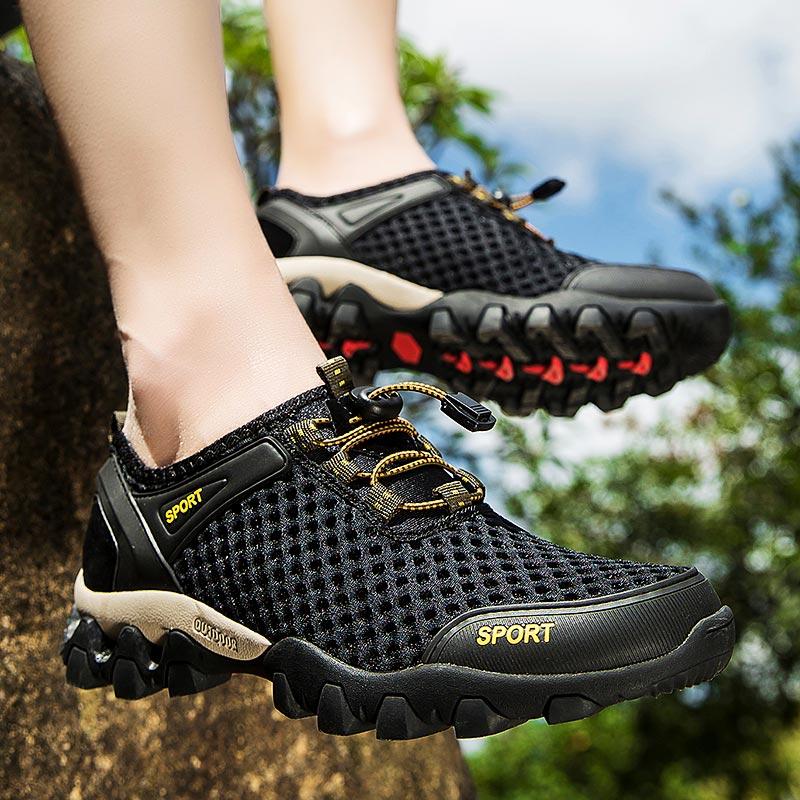 2025 New Plus Size Outdoor Non Slip Male Running Shoes Men Sports Shoes Summer Men's Sneakers Man Sport Gray Aqua Aquatic Beach