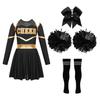 Kids Girls Long Sleeve Cheerleading Outfits School Event Cheer Leader Costume Halloween Dress Up