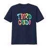 Colorful Groovy Third Grade Print Back To School Teacher Student Casual T Shirt Vintage Washed Homme Slightly Streetwear