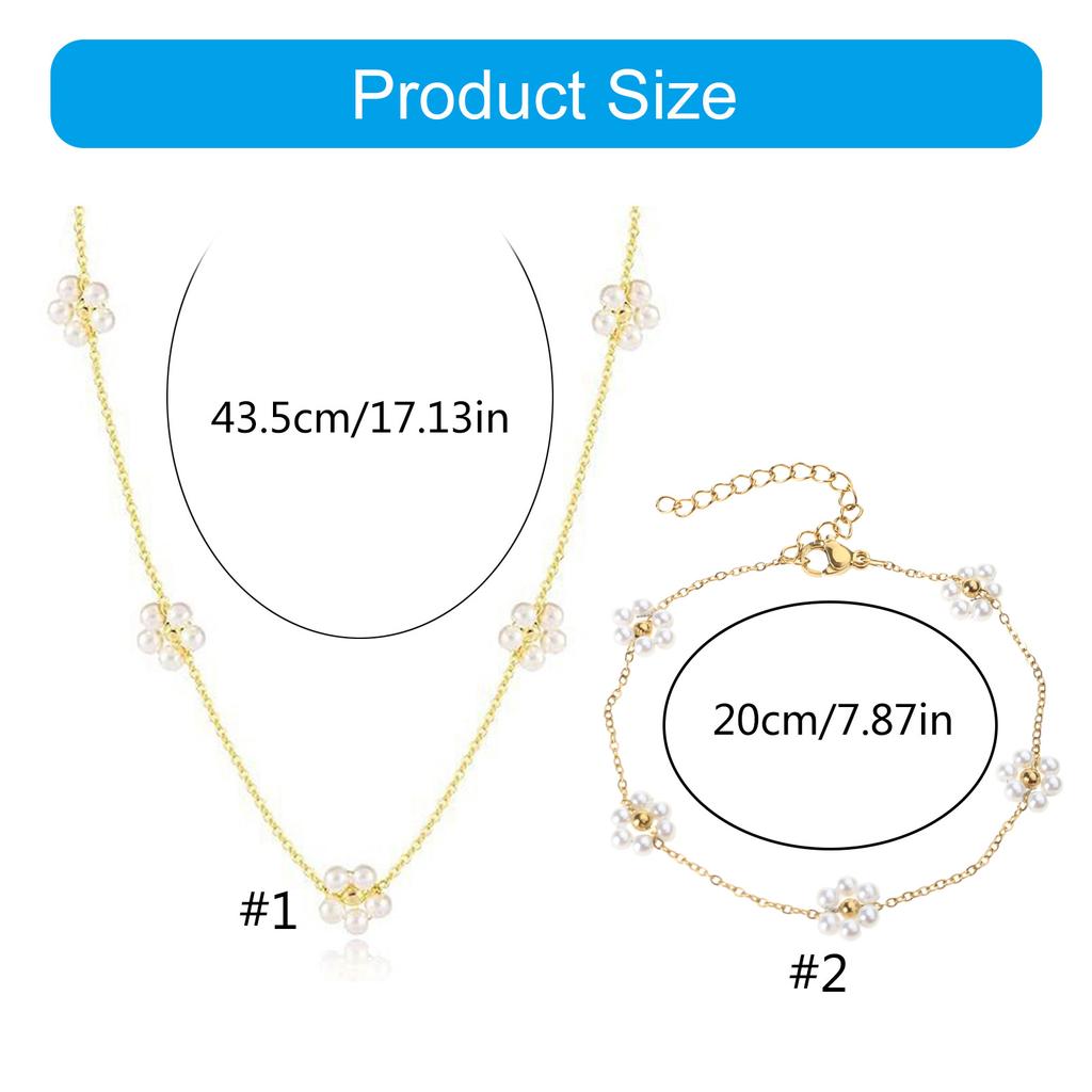Elegant Pearls Choker Necklace Stylish Pearls Flower Necklace Bracelet Accessory Exquisite Adornment for Women