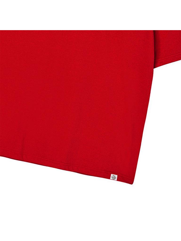 THE GREEN LAB Soccer Football Color Block Short Sleeve T-Shirt [Red]