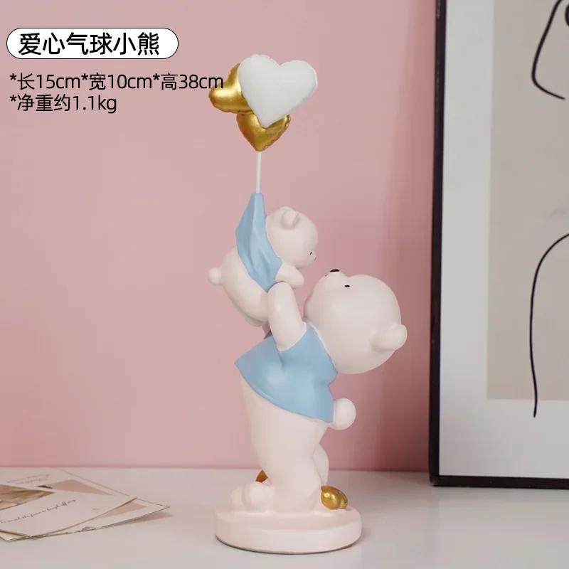 LMHBJY Creative and Violent Bear Porch Decorations Modern Cartoon Living Room Home Desktop Parent-child Bear Resin Craftsmanship