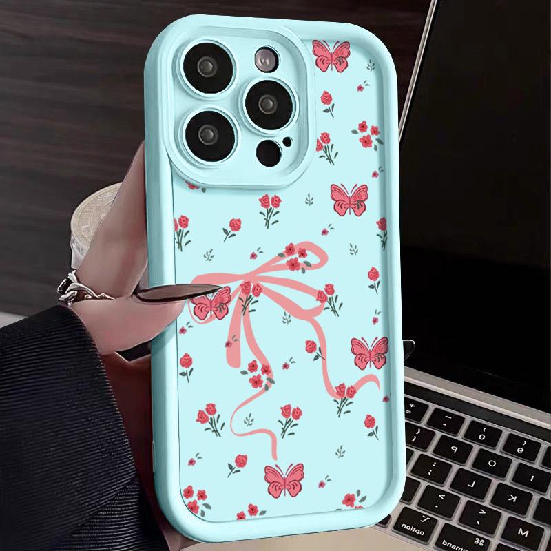 

INS Милый розовый чехол для телефона с бантиком для iPhone 16 15 14 Pro Max 11 12 13 Pro 16E XR 15 Plus противоударный силиконовый чехол Fundas iPhone 15 Pro Max