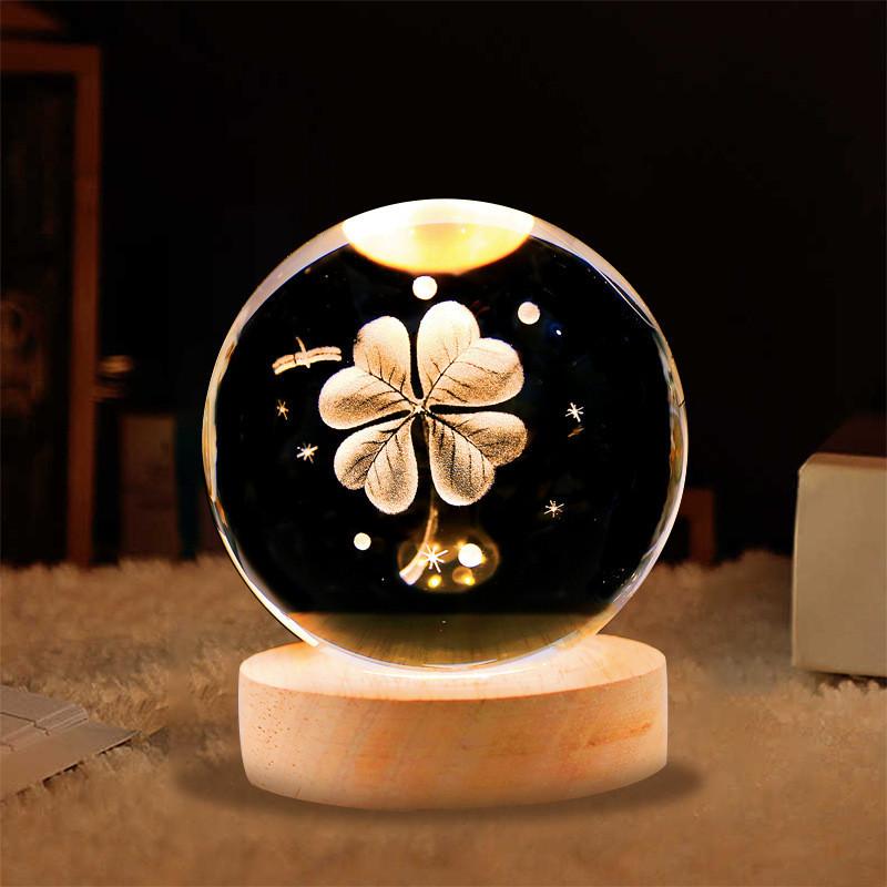 Crystal Ball Night Light With Deer Glass Material Resin Craft Gift Unique Novelty