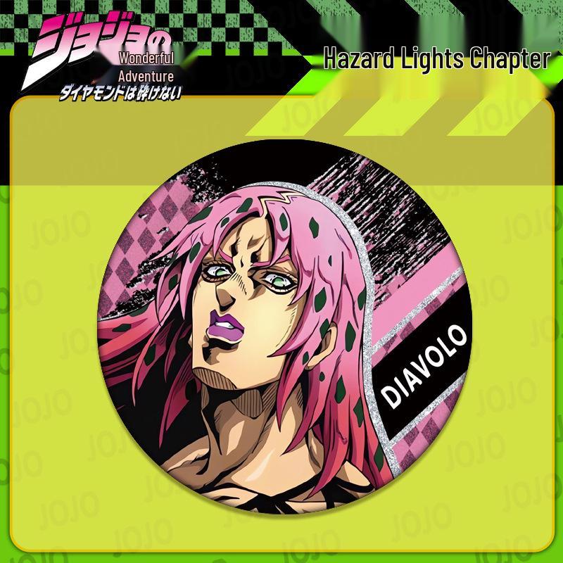 JOJO's Bizarre Adventure Double Flash Badge: HD Print, 75mm/58mm Diameter, Anime Button Pin