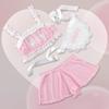 LittleForBig Unisex Bralette Set with Lace Detail, Removable Apron, See-Through Style, 3-Piece Set, Pink, Size 3XL
