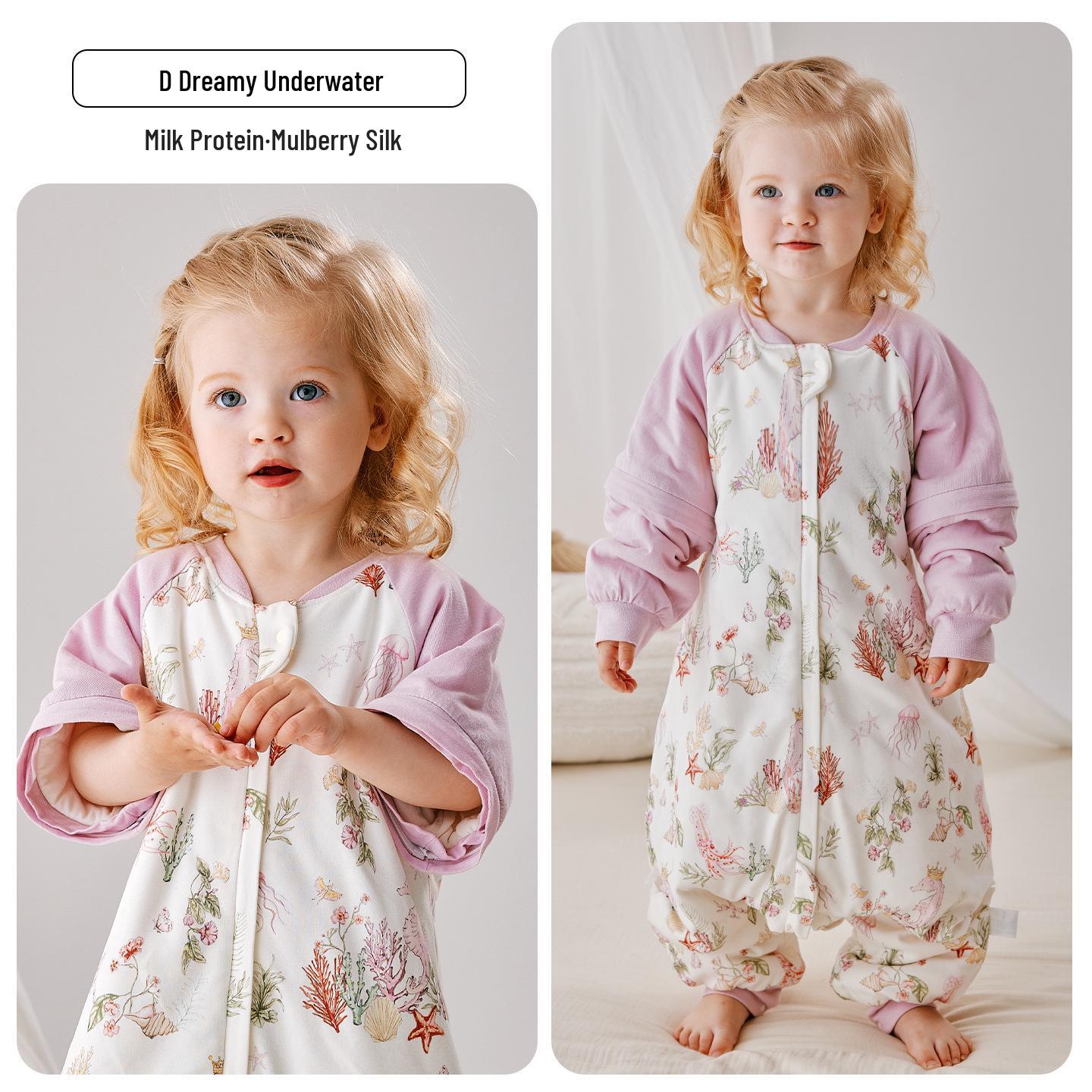 

200g Thickened Baby Sleeping Bag with Detachable Sleeves, Split Leg Design & Constant Temperature Control for Autumn/Winter