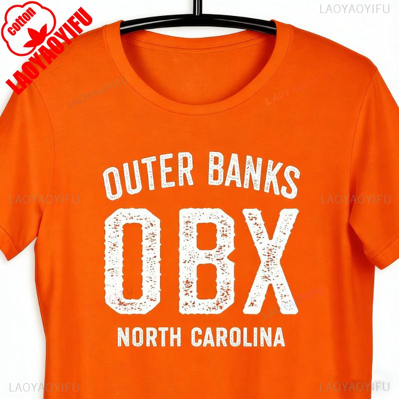 Футболка Outer Banks OBX Отпуск в Северной Каролине Унисекс Простые Буквы Печатная Футболка Топы Хлопок Обычная Короткий Рукав S