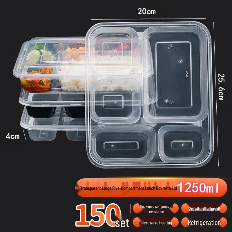 Deshangyuan Disposable Transparent Plastic Meal Prep Containers with Lids