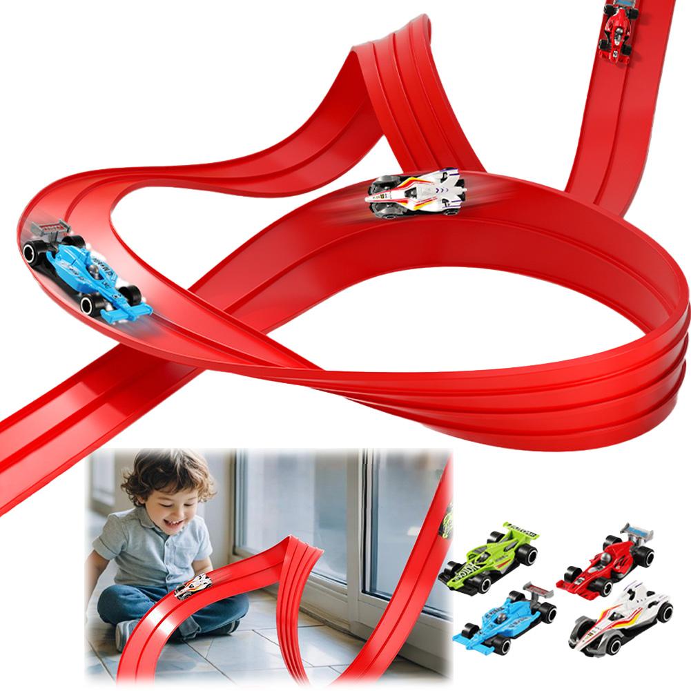 Flexible Race Track Children Toys DIY Double-track Racing Car Ramp Compatible 1/64th Cars Portable Rolls Up Boy Christmas Gift