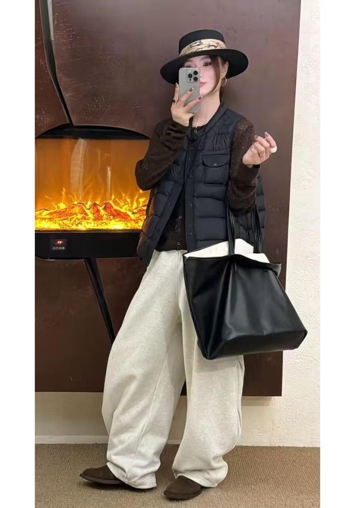2026 Women's Loose Retro Slimming Down Vest - Stylish Plus Size Thickened Jacket for Autumn/Winter