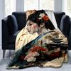 1pc Japanese Geisha Floral Print Blanket Home Decor, Sofa Throw, Outdoor Blanket .W050